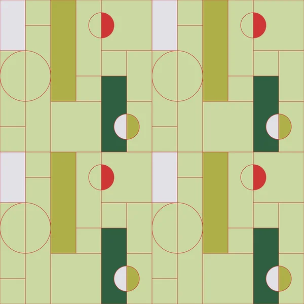 Basit geometrik formlarla yapılmış evrensel soyut, dikişsiz geometrik desen tasarımı. Bauhaus. Sıralı. Soyut kompozisyon, dekorasyon için kullanışlı, duvar kağıtları, tekstil, kapaklar, baskılar, ambalaj