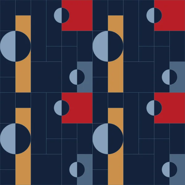 Basit geometrik formlarla yapılmış evrensel soyut, dikişsiz geometrik desen tasarımı. Bauhaus. Sıralı. Soyut kompozisyon, dekorasyon için kullanışlı, duvar kağıtları, tekstil, kapaklar, baskılar, ambalaj