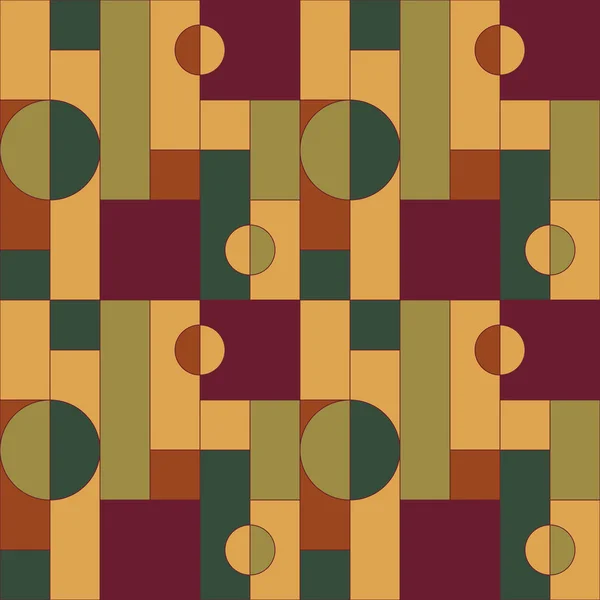 Basit geometrik formlarla yapılmış evrensel soyut, dikişsiz geometrik desen tasarımı. Bauhaus. Sıralı. Soyut kompozisyon, dekorasyon için kullanışlı, duvar kağıtları, tekstil, kapaklar, baskılar, ambalaj
