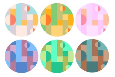 Farklı renklerde soyut çember dizaynı, metin ve tasarımınız için yer var. Sosyal medya hikayeleri için ön plan, hikaye ikonları ön plana çıkarıyor. Düz biçim izole edildi