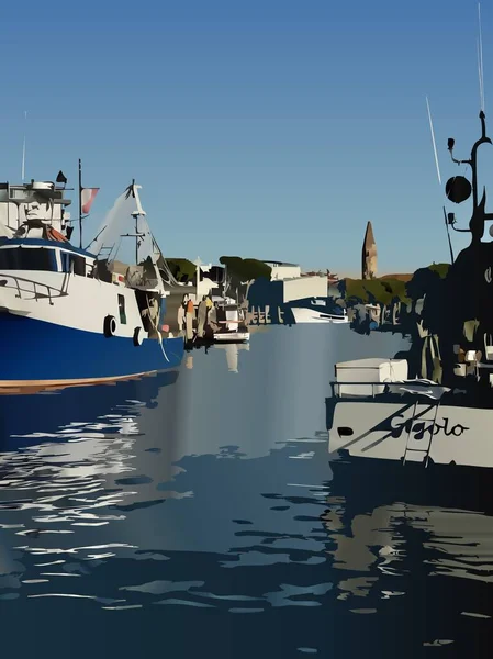 Искусственный Интеллект Digital Art Illustration Fishing Port — стоковое фото