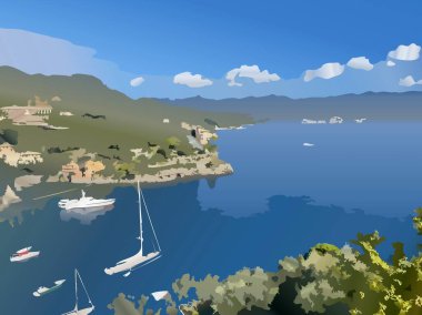 Garda Gölü 'ndeki yapay zeka limanı tarafından oluşturulan dijital sanat illüstrasyonu