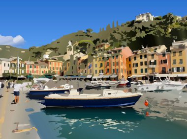 Garda Gölü 'ndeki yapay zeka limanı tarafından oluşturulan dijital sanat illüstrasyonu