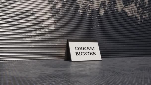 Modellezés Videó Fém Fal Tabletta Dream Bigger — Stock videók