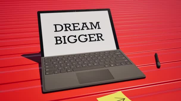 Modelování Video Tabletu Textem Dream Bigger — Stock video