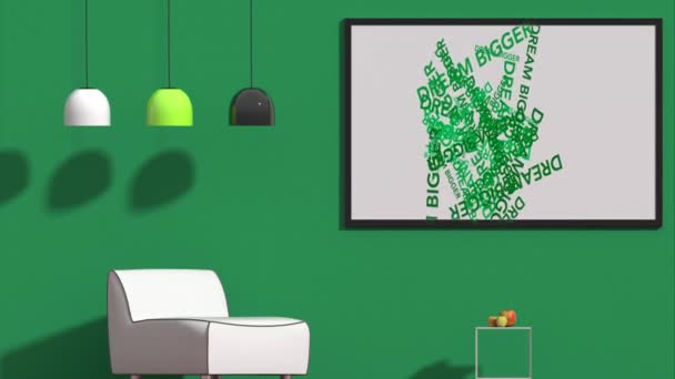 Modellierung Einer Farbigen Wand Mit Malerei Und Animation Des Traum — Stockvideo