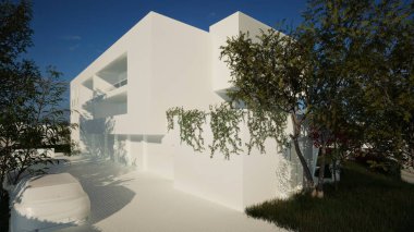 Modern bir konut binasının 3 boyutlu modellemesi ve tasarımı