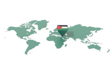 Jordan 'ın vurgulandığı ve bayrak renkleriyle renklendirildiği dünya haritası