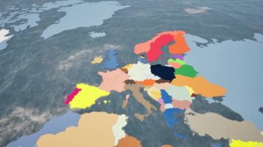 3D modelleme ve Almanya bayrağı rüzgarda dalgalanırken Dünya haritasının videosu.