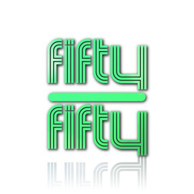 Renkli arkaplanı olan Fifty-FIFTY kelimesi