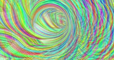 Birçok renk ve spiral hareketle çizgilerin ve dairelerin soyut animasyonu