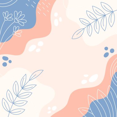 Sosyal medya gönderileri, mobil uygulamalar, pankartlar tasarımı, web ve internet reklamları için çiçek kare afiş şablonu. Renkli konsepte sahip moda soyut kare şablonu