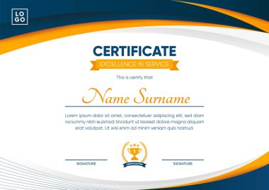 Professional Certificate Template Design with Wavy Gradient Style clipart