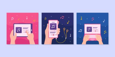 Sosyal Medya Postası, Reklam ya da Şablon Ayarları için Müzik Resimleri Çalma ya da Yayınlama Konsepti