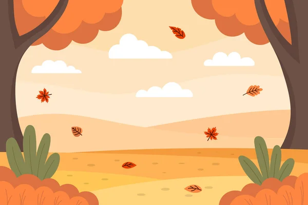 Autumn season landscape background design with leaves for banner or presentation