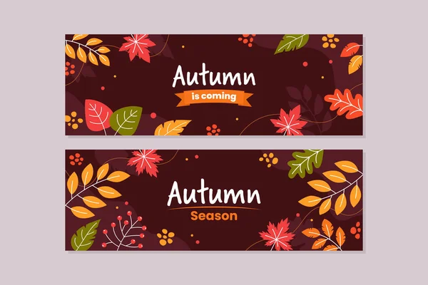 Autumn Season Banner Template Collection Set — Stock Vector