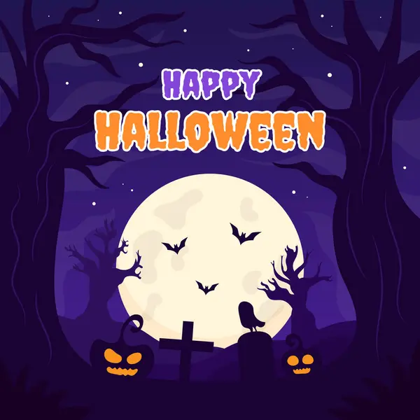 Happy Halloween Celebration Template Greeting Card Invitation Social Media Post — Stock Vector