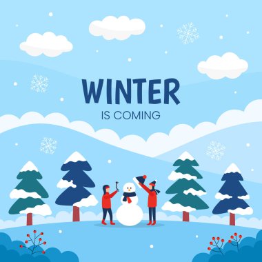 Sosyal Medya Postası için Düz Tasarım Kış Sezonu Kutlaması