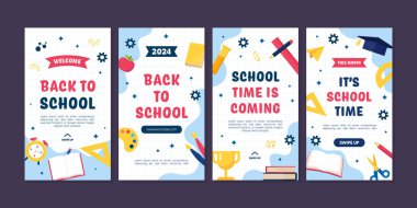 Okulun Sosyal Medya Şablonu Koleksiyonuna Dönüş. Okul Zamanı Duyuru Seti