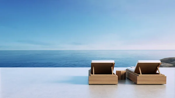 Роскошные Пляжные Кресла Балконе Видом Море Рендеринг Лицензионные Стоковые Изображения