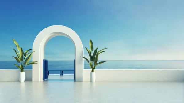 Villa Lujo Complejo Puerta Puerta Con Vistas Mar Santorini Stlye —  Fotos de Stock