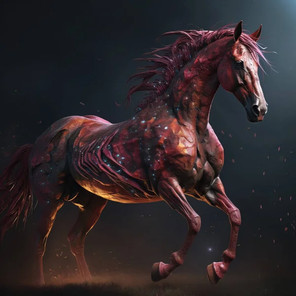 Galloping Red Horse Dark Background — Stock Photo, Image