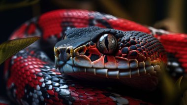 Red viper snake closeup face. clipart