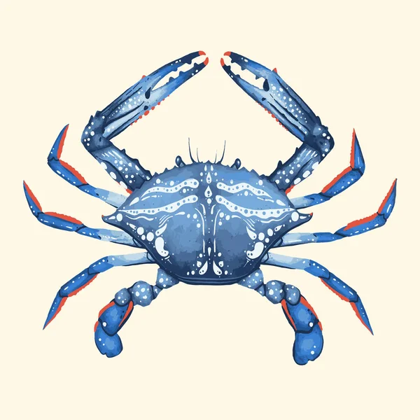 Arte Ilustración Cangrejo Azul Con Deliciosos Mariscos Ilustración de stock