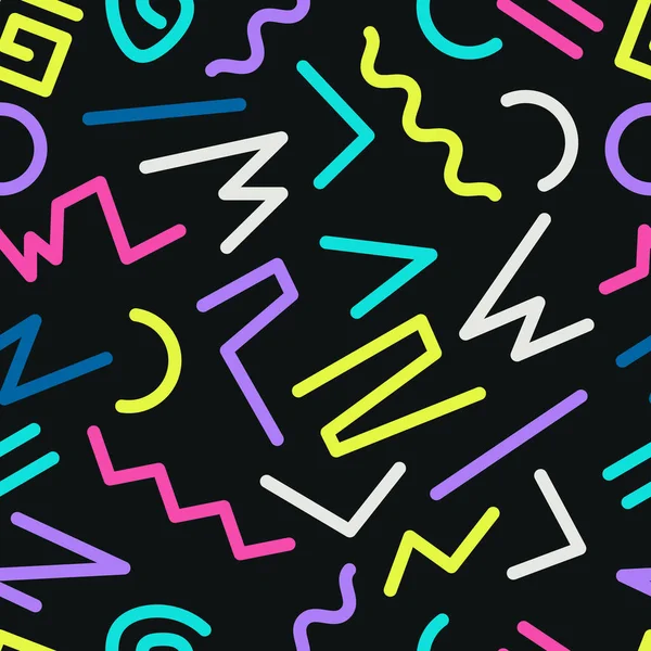 Soyut Çizgi ve Geometrik Doodle 90 'ın Retro Vintage Pürüzsüz Deseni 