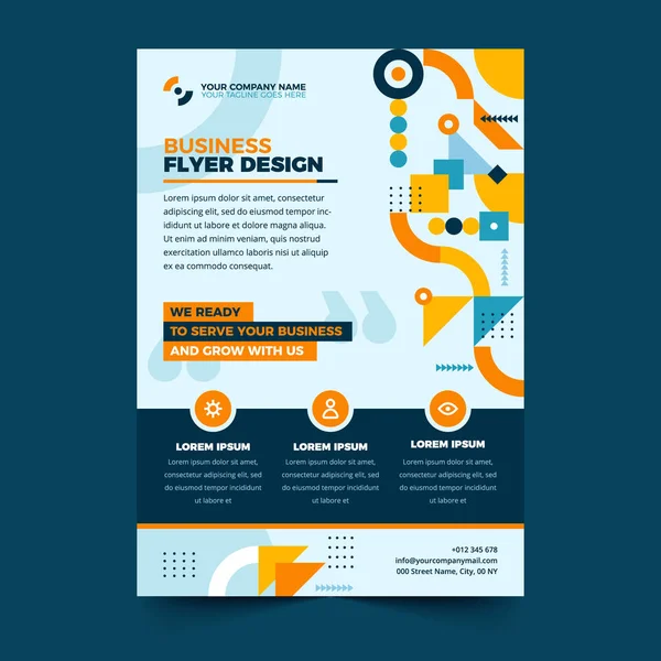 Abstract Flat Business Flyer Design Template with Modern Style 