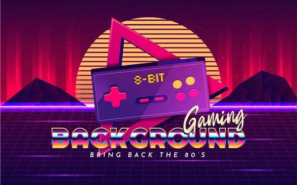 Retro 90 'ın 80' lerin Futuristik Neon ve Joystick Oyun Resimleriyle Oyun Arkaplanı