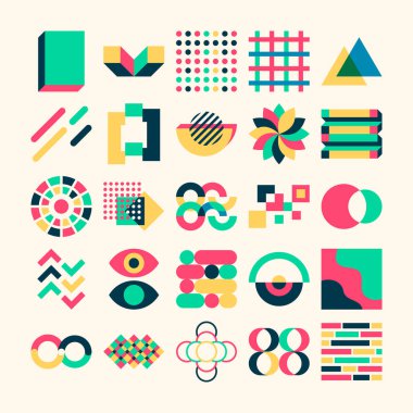 Renkli Renk Paket Nesneleri ile Pop Sanat Geometrik Estetik ŞekliName 