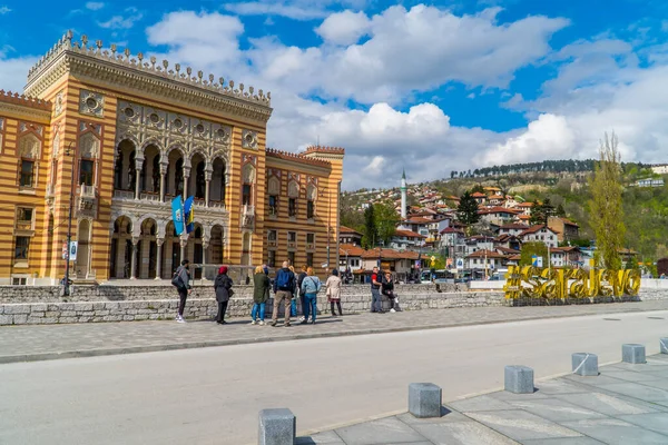 Sarajevo Bosna Května 2023 Sarajevská Radnice Stock Obrázky