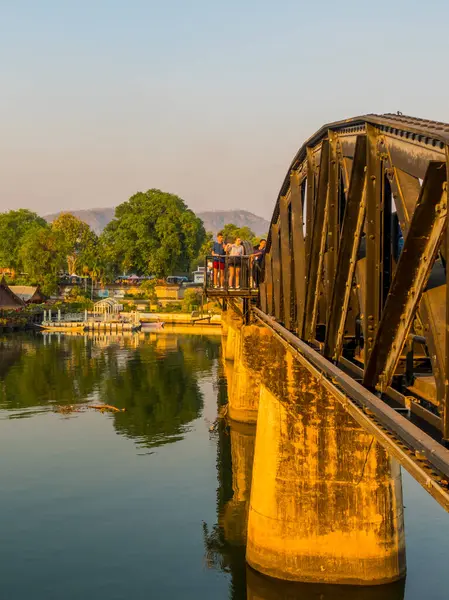 stock image Kanchanaburi, Thailand - February 10, 2024 - sunset view of the Bride over the river Kwai