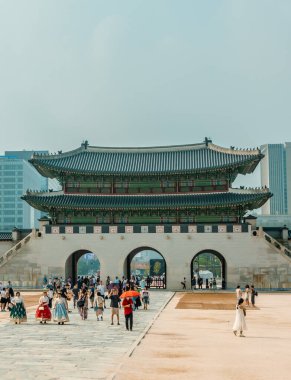 Seoul, Korea - August 26, 2024 - Gwanghwamun Gate, part of Gyeongbokgung Palace clipart