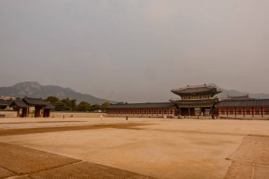 Seoul, Korea - August 26, 2024 - the court of Gyeongbokgung Palace, main residence of the Joseon dynasty clipart