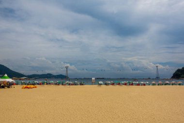 Busan, Güney Kore - 31 Ağustos 2024 - Busan şehrinin popüler Songdo Sahili