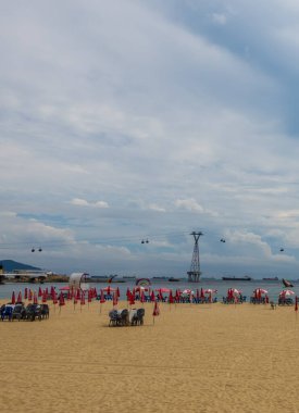 Busan, Güney Kore - 31 Ağustos 2024 - Busan şehrinin popüler Songdo Sahili