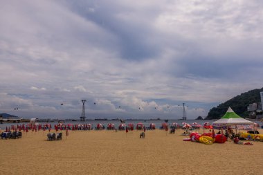 Busan, Güney Kore - 31 Ağustos 2024 - Busan şehrinin popüler Songdo Sahili