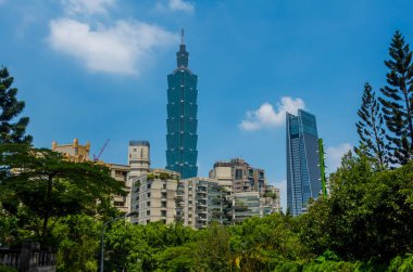 Taipei, Tayvan - 2 Eylül 2024 - Xiangshan Fil Dağı 'ndan Taipei silueti