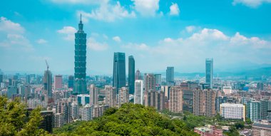 Taipei, Taiwan - September 2, 2024 - view of Taipei skyline from Xiangshan Elephant Mountain Trail clipart