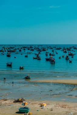 Mui Ne, Vietnam - October 7, 2024 - the fishing village in Mui Ne with boats and pollution clipart