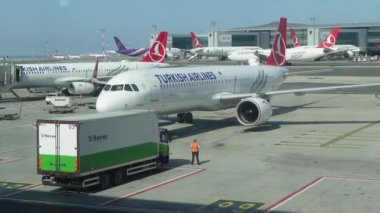 İstanbul, Türkiye - 22 Ağustos 2024 - Türk Hava Yolları A321 Neo IST Havaalanında