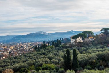 İtalya, Floransa 'daki Piazzale Michelangelo' dan Toskana manzarası