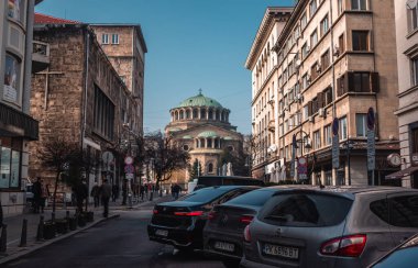 Sofia, Bulgaria - February 1, 2025 - street view of St. Nedelya Cathedral clipart