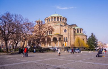 Sofia, Bulgaria - February 1, 2025 - street view of St. Nedelya Cathedral clipart