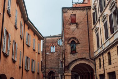 Traditional historic architecture in central Bologna, Italy clipart