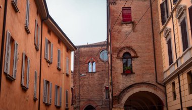 Traditional historic architecture in central Bologna, Italy clipart