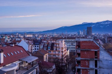 Sofya ve Bulgaristan 'ın güzel günbatımı manzarası