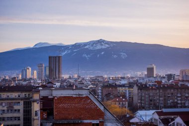 Sofya ve Bulgaristan 'ın güzel günbatımı manzarası